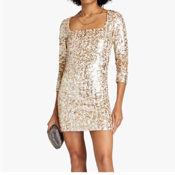 Alice and Olivia Long Sleeve Sequin Mini Cocktail Dress size 8 New Retails $895 - Picture 1 of 11